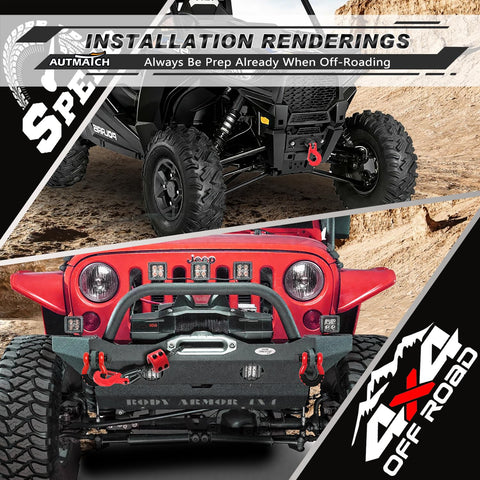 Beefy Three Eighths Inch Clevis Slip Hook With Safety Latch on off-road vehicles during installation renderings