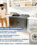 Heavy Duty Washer Drive Hub Kit With Basket Bushing And Six Hub Screws For Durable Spin Fits Whirlpool Kenmore Maytag VMW installed on washer