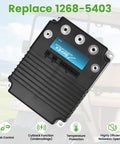 Professional Grade Heavy Duty 48V 400A Golf Cart Solid State Speed Controller Direct Swap Replacement For Curtis 1268 5403 with connectors visible.