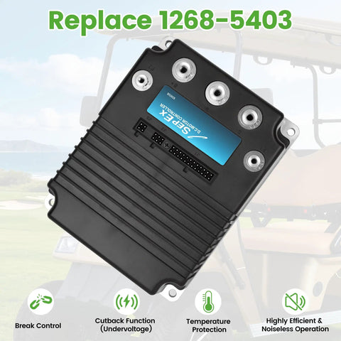 Professional Grade Heavy Duty 48V 400A Golf Cart Solid State Speed Controller Direct Swap Replacement For Curtis 1268 5403 with connectors visible.