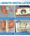 Installation steps for Evaporator Fan Motor Replacement For GE Hotpoint Refrigerators showing components and assembly process.
