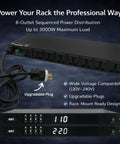 Built Like A Tank 1U Rackmount Power Sequencer And Conditioner With Eight Universal AC Outlets Rock Solid Surge Guard 3000 Watt Load