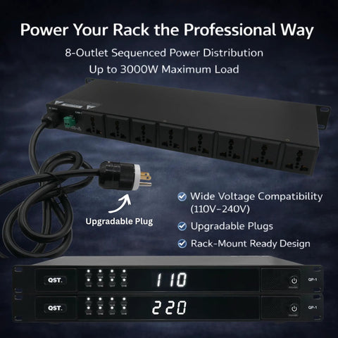 Built Like A Tank 1U Rackmount Power Sequencer And Conditioner With Eight Universal AC Outlets Rock Solid Surge Guard 3000 Watt Load