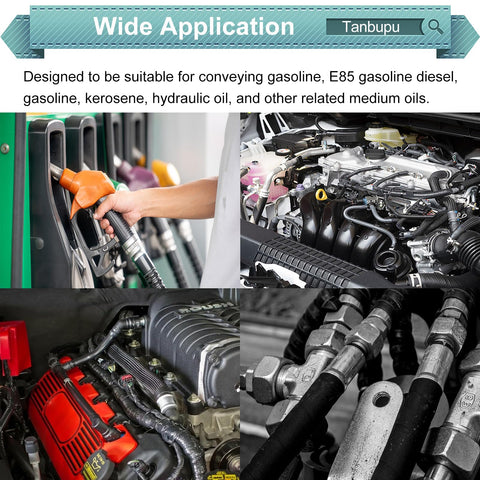 Fuel dispensing, car engine, hoses for 3.3 Ft Fuel Line Kit With 5 Sizes And 50 Clamps Inner Diameters 1/8, 3/16, 0.22, 1/4, 5/16 In