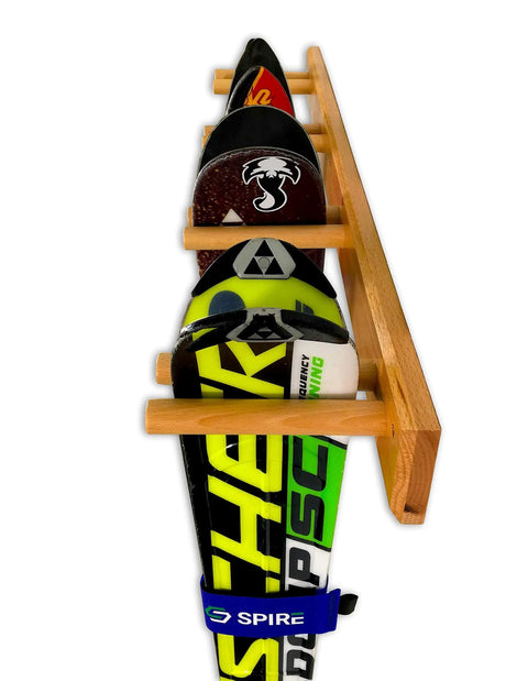 Timber Ski Wall Rack Four Pairs Vertical Ski Storage In Natural Wood For Home Or Garage Mount System Built To Last