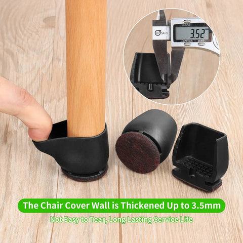 16 Pack Extra Small Chair Leg Protectors With Thick 5mm Felt Pads For Hardwood Floors Round Black Furniture Sliders And Leg Caps For Metal Bar Stools Fits 0.55 To 0.75 Inch Legs Easy Glide Durable Floor Saver