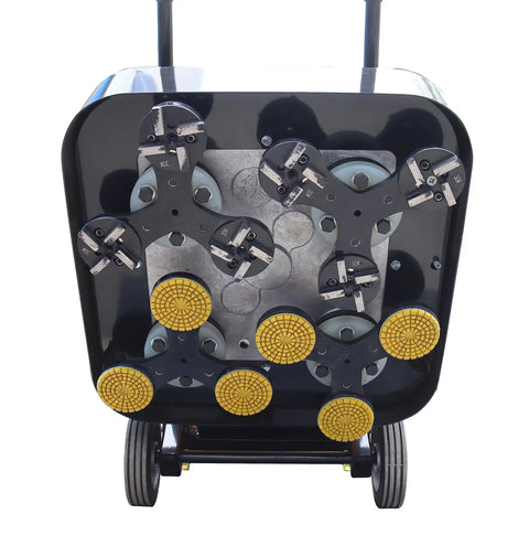 Underside view of Electric Concrete Floor Grinder for Wet and Dry Grinding, Beast Mode Polisher with diamond discs, 220V