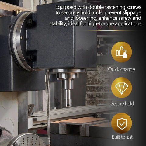Annular Cutter Arbor Adapter R8 to Three Quarter Inch Weldon Shank for Bridgeport Milling Machines, shown in milling setup