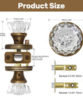 Antique Brass Crystal Door Knob Set For Interior Privacy Doors With Push Button Lock And Emergency Release, size details