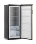 Interior view of 10 Cu Ft Upright Convertible Fridge Freezer With Reversible Door Removable Glass Shelves Adjustable Controls Platinum Finish