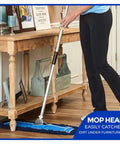 Straight Up Premium Heavy Duty Nylon Dust Mop Replacement Head 2 Pack Fits Standard 36 Inch Frames Machine Washable blue mop head cleaning under furniture.
