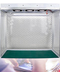 Triple Fan Laminar Flow Hood Boasts Hella Quiet Operation And Badass Aluminum Frame For A Sweet Clean Bench Experience Perfect For Phone Repair Or Lab Work Demanding Zero Dust And Killer Results, featuring three fans and a green work surface.