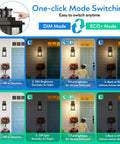 Interface showing modes for Two Pack Motion Sensor Outdoor Lights With Dusk To Dawn LED Exterior Wall Sconces In Black Porch Lanterns