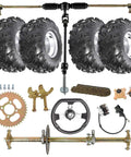 Go Kart Rolling Chassis Kit With 32 Inch Rear Live Axle And Front Steering System For DIY Builds Includes Four 8 Inch Wheels Hubs Spindles Gear Rack Brake And Sprocket All In One Ultimate Chassis Ready To Roll For Easy Build And Adventure