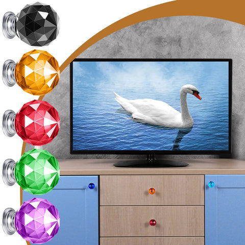 Colorful Crystal Knob Set, 10 Pieces, 30mm Glass Drawer Pulls For Cabinets, Drawers, Dressers, And Kitchen, Artsy Style, Includes Screws, Perfect Quick Cabinet Refresh on dresser drawers