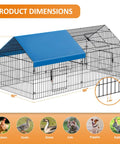 Heavy Duty Metal Chicken Coop With Cover, 86 By 40 By 39 Inches Outdoor Run Pen for yard poultry, ducks, rabbits, and small pets