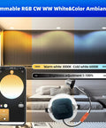 ZigBee 3.0 Smart Retrofit Recessed Lighting 5″,RGBWW LED Downlight 1 Pack displayed in a cozy bedroom setting with smartphone control.