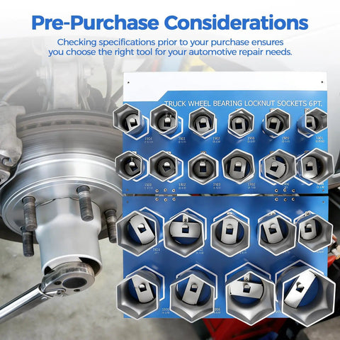 Heavy Duty 6-Point Truck Wheel Bearing Locknut Socket Set With Three Quarter Inch Driver, 21 Pcs Kit In High-Strength Steel