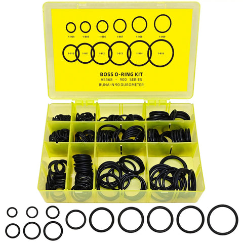 Hydraulic O Ring Kit With 12 Sizes For ORB Fittings SAE 900 Series Buna N 90 Durometer Hose Seals And Replacement Pack