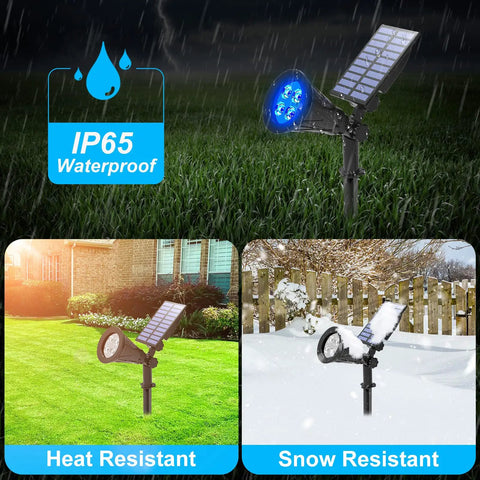 Blue Solar Spotlight Kit Outdoor Waterproof Garden Lights with Auto On Off and 180 Degree Adjustable Spotlight and Panel