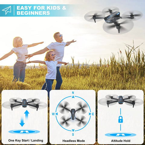 Foldable 1080P Camera With Remote Control Gesture Selfie Voice Control Altitude Hold One Key Start Drone in flight, easy for beginners