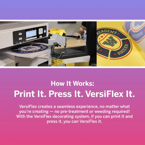 Person using VersiFlex Light Heat Transfer Paper for Uncoated Fabrics Wood and More Self Weeding for Clean Sharp Transfers No Fuss Prep.