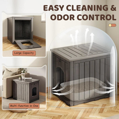 Waterproof Litter Box Enclosure for Indoor and Outdoor Cats weatherproof plastic cat house with easy cleaning design