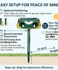 4 Pack Solar Ultrasonic Animal Repeller With Motion Sensor And LED Strobe Light, Waterproof Outdoor Deterrent For Deer Cats Squirrels Raccoons And Rabbits, Garden Yard Protection. Solar stake setup guide