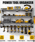 Large Power Tool Organizer Wall Mount 4 Tier Heavy Duty Metal Storage Rack Holds 400lbs With 8 Cordless Drill Holders And Battery Tool Hanger For Garage Workshop Pegboard Shed