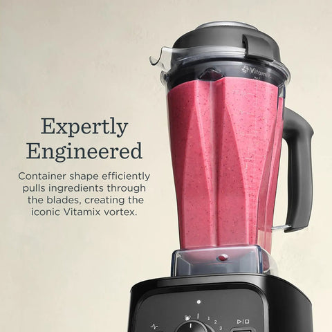 Real Deal Kitchen Workhorse Professional Grade Blender With Sixty Four Ounce Container Killer Motor For Smooth Consistent Blends Perfect Soups Sauces And Frozen Desserts Quick Rinse Clean Matte Black with vibrant smoothie in jar.