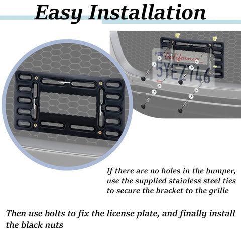No Drill Front License Plate Bracket Mount For Bumpers And Grilles With Stainless Steel Tie Kit installation guide