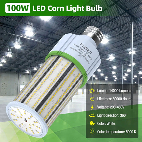 Beast Bright LED Corn Light Bulb 100W Equivalent 14000 Lumens 5000K Daylight E39 Mogul Base image in warehouse setting