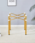 Adjustable Stainless Steel Table Legs Gold Finish Foldable Support Base For Coffee Desk Dining Table, shown from front with cross bracing.