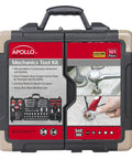 101 Piece Mechanic Tool Set For Roadside Emergencies With SAE And Metric Sockets Wrenches In Red Carrying Case