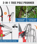 2-in-1 tree pole pruner with extendable 30 ft manual pole saw workhorse with pruner blade and scissors set features.