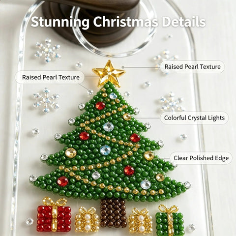 Create Your Own Stunning DIY Pearl Crystal Door Hanger Kit With Sparkling Diamond Accents For A Festive Tree Theme That Makes Any Doorknob Look Just Perfect For Holiday Seasons And Special Occasions Year Round. Acrylic Christmas tree door hanger kit with pearl beads and clear crystal details