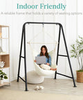 Heavy Duty Hammock Chair Stand 75 Inch Tall For Indoor And Outdoor Use With Powder Coated Steel Frame And Hardware Stand Only Supports Up To 350 Pounds indoors with chair