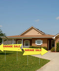 Garage Sale Sign With Stakes Waterproof Reusable Double Sided Arrow Signs 16x5 Inches Plastic Yard Sale Supplies Directional Arrows To Grab Attention And Bring In Shoppers 3 Pack in lawn