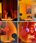 Sunset Lamp Projection With Remote And Phone App Control RGB Color Changing LED Night Light illuminating rooms and party scene