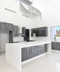 Modern kitchen with 24 Inch Linear Slot Diffuser White Air Vent Cover For Ceiling Walls And Floors installed