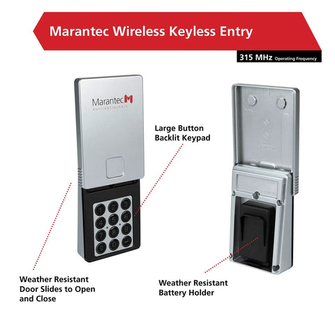 Wireless Keyless Garage Entry System With PIN Access For Up To Four Doors No Key Needed front and back view