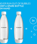 1L Slim Carbonating Bottles Twin Pack For Sparkling Water Makers BPA Free Hermetically Sealed Caps Hand Wash Only Bottles