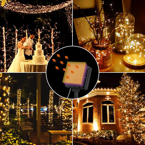 Outdoor Solar String Lights Waterproof 288 Ft Set With Four 72 Ft Strands, 200 LED Copper Wire Fairy Lights at wedding, patio, home