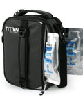Fridge Cold Expandable Insulated Lunch Box Keeps Your Grub Frosty All Day With Twin Ice Walls Zero Leak Guarantee And Roomy Interior Fit For School Or Nine To Five Grind In Black And Silver, features rugged nylon and ice packs.