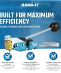 Top Shelf Center Punch Installer With Built In Cutter For 5/8 And 3/8 Inch Hose Clamps Knockout Setup For Duct Hangers And Plumbing Jobs Nailed Without Any Hassle on a blue background.