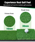 Backyard Golf Practice Net With Two Targets, 10x7ft Portable Hitting Net For Indoor Garage Or Outdoor Use, turf mat details