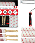 Eight Piece Painting Roller Kit With Tray And Brushes, Pro Grade Decorating Tools For Home DIY Projects, kit spread out