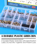 Pro Level 320 Pcs Mixed Self Drilling Screw Assortment Kit featuring organized plastic grid box with assorted fasteners.