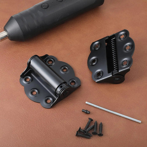 Heavy Duty Stainless Steel Screen Door Hinges 2 Pack Built to Last Adjustable Self Closing Spring Loaded Black Finish