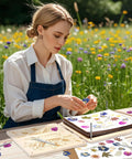 Woman using 11x11 Inch Dope Extra Large Flower Press Kit With 10 Wooden Layers For Adults And Teens, DIY Bouquet Preservation.